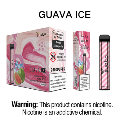 Najlepszy elektroniczny papieros 2022 Yuoto XXL 2500 zaciągnięć Guava Ice non rechageable 1200mAh Battery