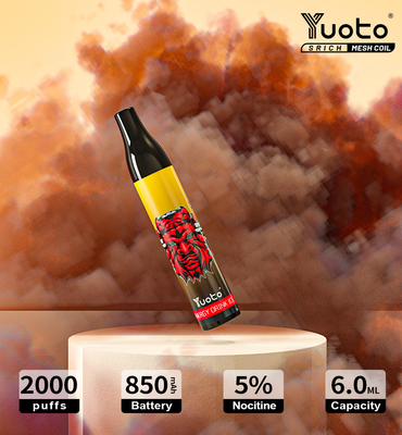 Oryginalny Yuoto 2000 Puffs Vape Jednorazowa cewka z siatki 6 ml E Bateria do soku 850 mAh E-papierosy Vape Pen