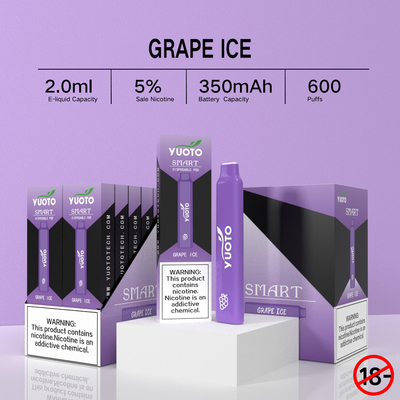 2022 Nowe nadchodzące wiele owocowych smaków Yuoto Smart 600 Puffs 5% Jednorazowy długopis Vape z nikotyną