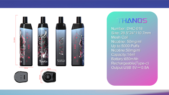2022 New Arrival jednorazowy elektroniczny papieros Vape 14ml e-liquid 650mAh bateria winogronowy lód dla dystrybutorów Puff