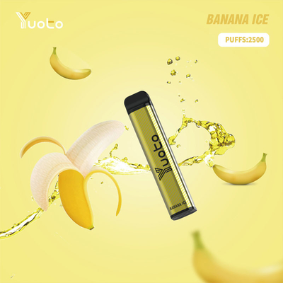 Yuoto XXL 2500 zaciągnięć Jednorazowa bateria 1200 mAh 7,0 ml Ejuice Banana o smaku lodu dla Indii