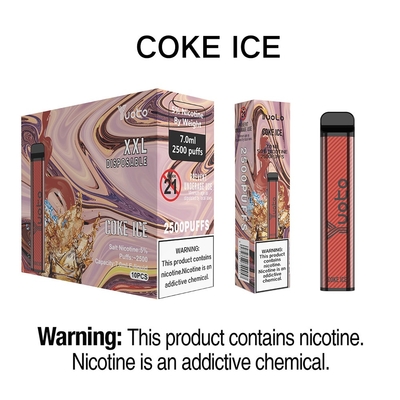 Yuoto xXL elektroniczny papieros w sztyfcie 2500 zaciągnięć jednorazowy Vape Coke Ice 7ml stylowy wygląd