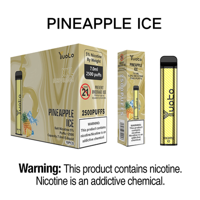 Yuoto Jednorazowe urządzenie Vape Pen 2500 zaciągnięć best jednorazowe ecig 2022 ananas Ice 7ml