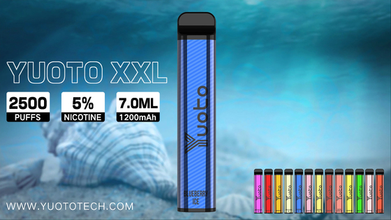Yuoto XXL 2500 Puffs Jednorazowe Vape Pen Hookah z 7 ml E-Liquid 1200 mAh Baterii bezpośrednio z fabryki w Chinach