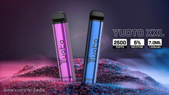 Yuoto XXL 2500 Puffs Jednorazowe Vape Pen Hookah z 7 ml E-Liquid 1200 mAh Baterii bezpośrednio z fabryki w Chinach