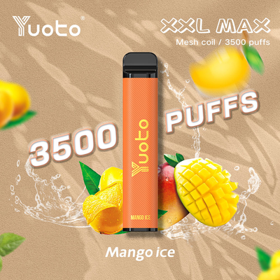 smak lodu mango Yuoto xxl Max 3500 zaciągnięć jednorazowy waporyzator siatkowe cewki skórzana powierzchnia 9ml
