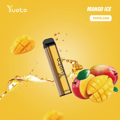 Yuoto xxl 2500 zaciągnięć Jednorazowy Vape Pod Mango o smaku lodu 7 ml Ejuice 1200 mAh Bateria z fabryki w Chinach