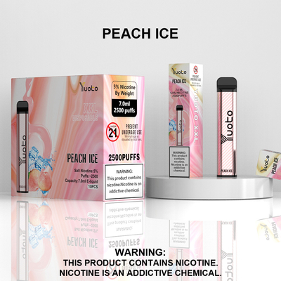 2500 zaciągnięć Jednorazowy Vape Pod Brzoskwiniowy Smak Yuoto XXL Cewka 7 ml Ejuice 1200 mAh Bateria z fabryki w Chinach
