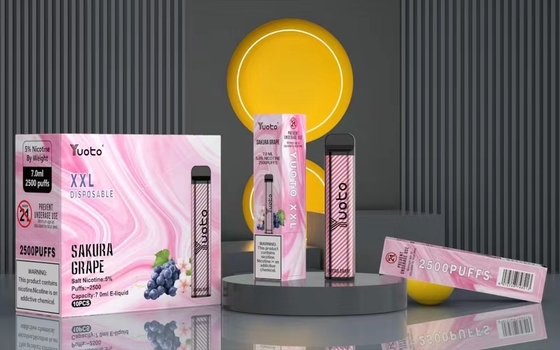 Jednorazowe kapsułki Vape 2500 zaciągnięć o smaku bananowym Yuoto XXL 7,0 ml Ejuice 1200 mAh Bateria wypełniająca Fabryka w Chinach