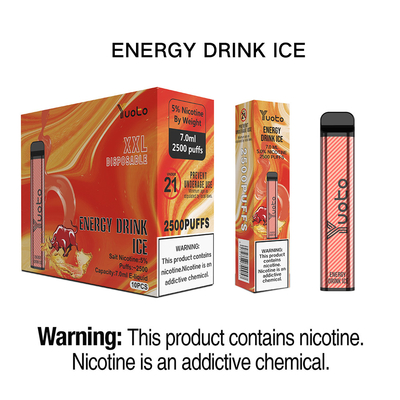 Gorący sprzedawanie Yuoto XXL 2500 zaciągnięć Energy Drink Flavour Jednorazowe urządzenie Vape Pod 5ml nic