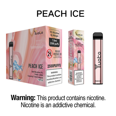 5% Nic Jednorazowe kapsułki Vape 2500 Puffs Peach Ice Yuoto XXL 7.0ml Ejuice