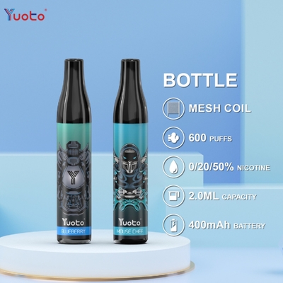 Butelka YUOTO 600 zaciągnięć Jednorazowe kapsułki Vape Blueberry 2 ml 20 mg 400 mAh Bateria TPD UK