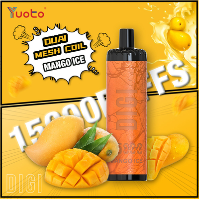 YUOTO Producent DIGI 15000 Puffs Daul Mesh Coil Vape Regulowany przepływ powietrza MTL i DTL