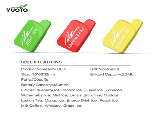 15 Smaków 700 Puffs Vape 2,3 ml E Pojemność soku Certyfikat EMC ROHS