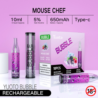 Yuoto Bubble Jednorazowy zestaw Vape 4000 Puffs 10 ml akumulator typu c 650 mAh