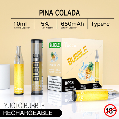 Yuoto bubble 4000puffs 650 mah 10ml cewka z siatki jednorazowy akumulator vape bez rozłączenia pina colada ecig pary