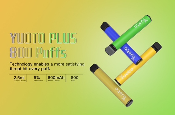 Yuoto 800 Puffs Vape z 11 smakami Oryginalna powierzchnia 2,5 ml pojemności soku