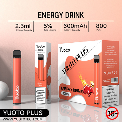Yuoto 800 Puffs Vape z 11 smakami Oryginalna powierzchnia 2,5 ml pojemności soku