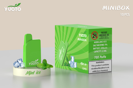 Yuoto TPD Produkt 700 Puffs Mini Box Vape Jednorazowy 15 Sok smakowy 2,0 ml Nikotyna 2% bateria 450 mAh