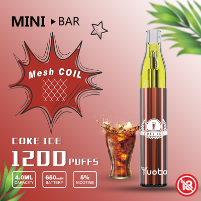 Yuoto MiniBar 1200 Puff Jednorazowy Vape 15-smakowy E-Juice 4.0ml Bateria 650mAh
