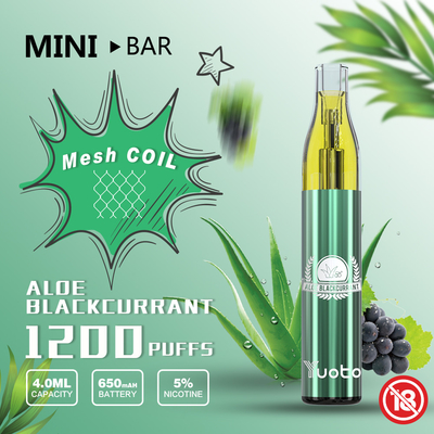 Yuoto MiniBar 1200 Puff Jednorazowy Vape 15-smakowy E-Juice 4.0ml Bateria 650mAh