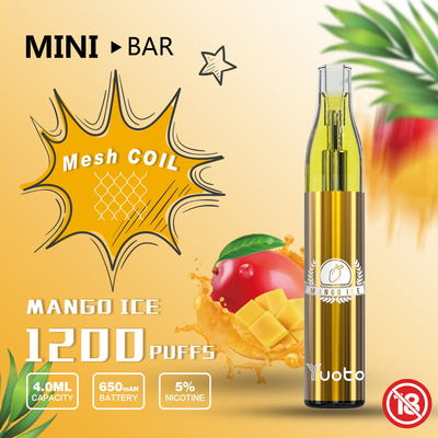 Yuoto MiniBar 1200 Puff Jednorazowy Vape 15-smakowy E-Juice 4.0ml Bateria 650mAh