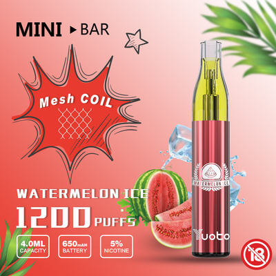 MiniBar 1200 Puff Yuoto Jednorazowy Vape 15-smakowy E-Juice 4.0ml Bateria 650mAh